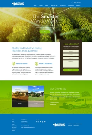 Atomic Irrigation homepage design