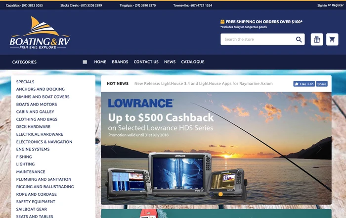 Boating and RV homepage design