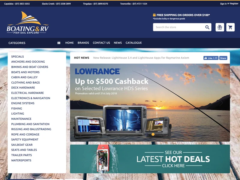 Boating and RV homepage design