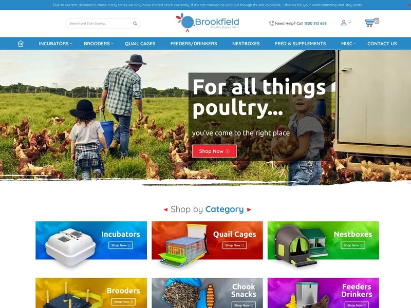 Brookfield Poultry Equipment homepage design