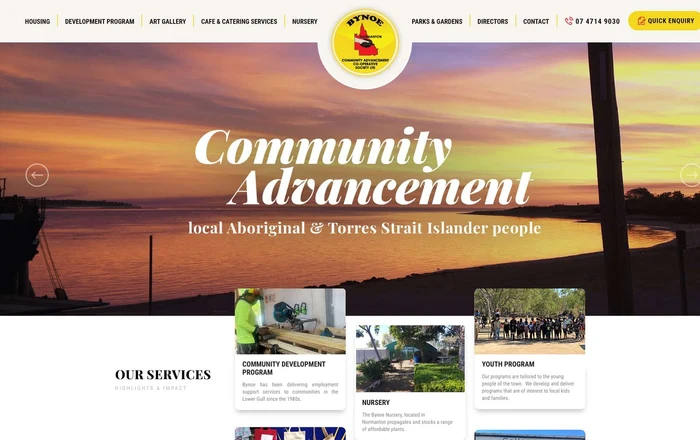 Bynoe CACS homepage design