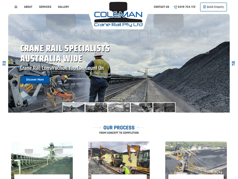 Coleman Crane Rail homepage design