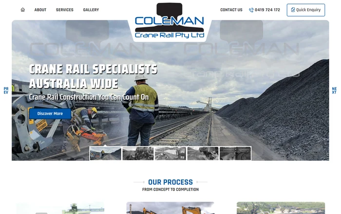 Coleman Crane Rail homepage design