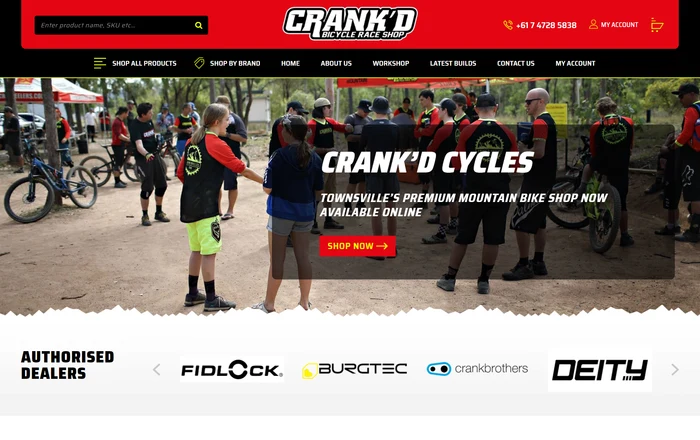 Crank'd Cycles homepage design