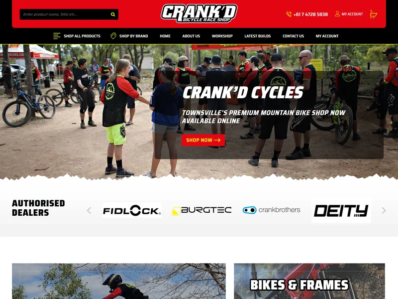 Crank'd Cycles homepage design