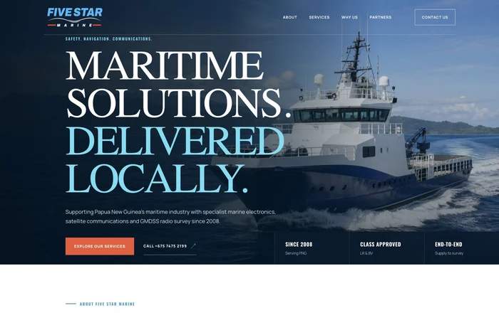 Five Star Marine homepage design