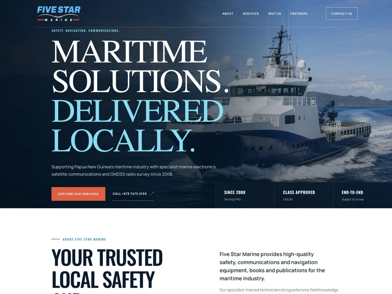 Five Star Marine homepage design