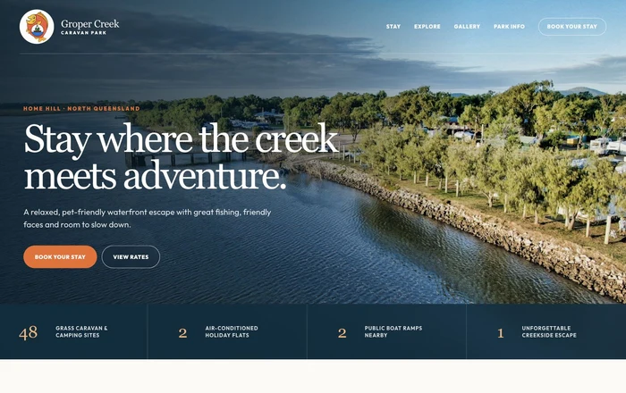 Groper Creek Caravan Park homepage design