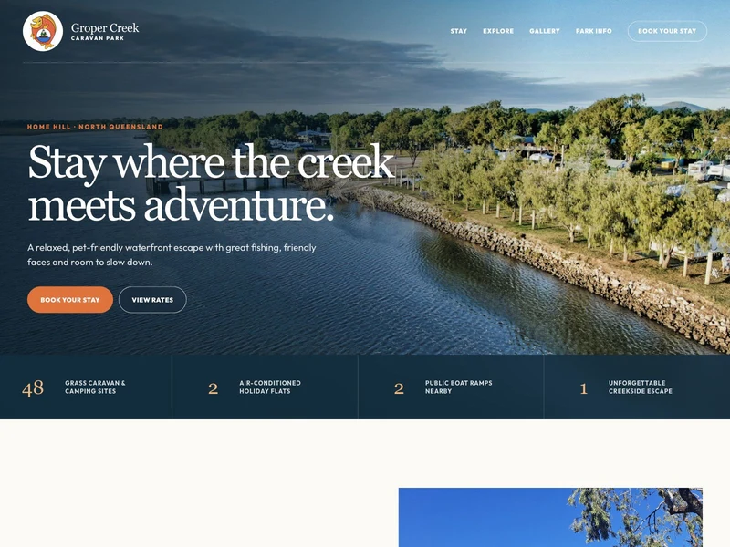 Groper Creek Caravan Park homepage design