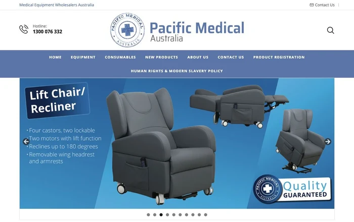 Full desktop homepage design for Pacific Medical