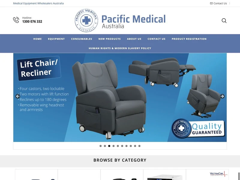 Full desktop homepage design for Pacific Medical