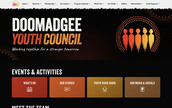 Doomadgee Youth Council homepage development preview