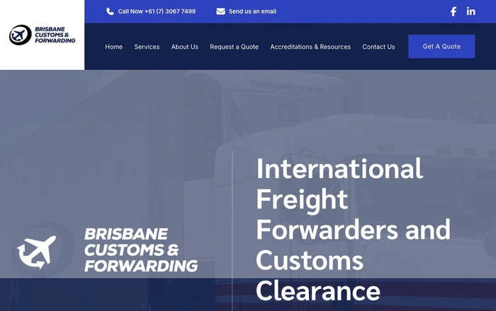 Brisbane Customs and Forwarding homepage design