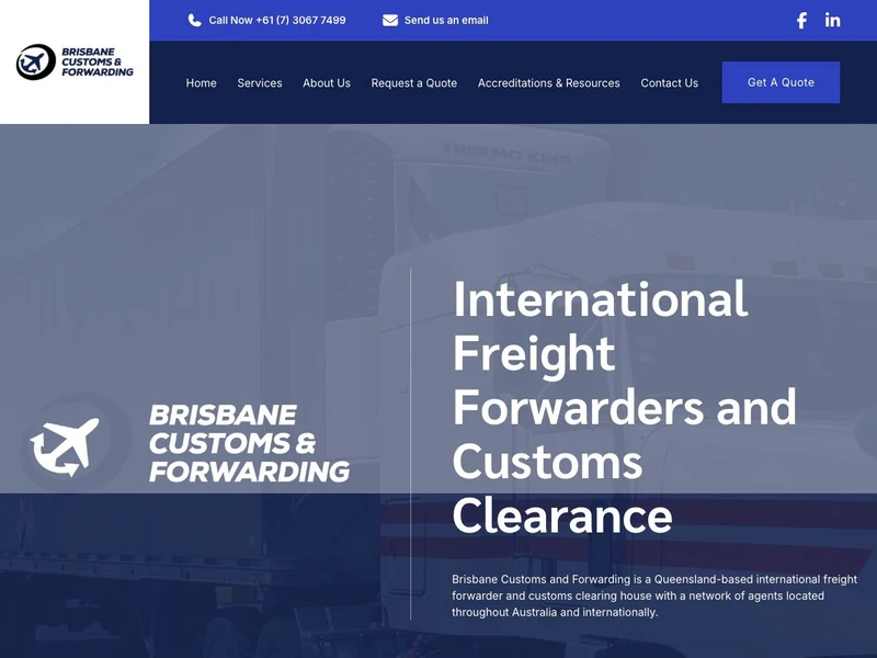 Brisbane Customs and Forwarding homepage design