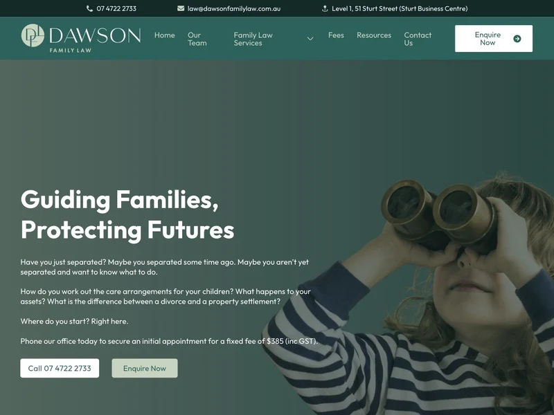 Dawson Family Law homepage design