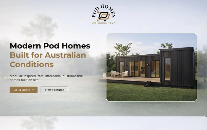 Pod Homes homepage design
