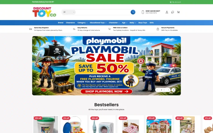 Discount Toy Co – BigCommerce to Shopify Migration homepage design