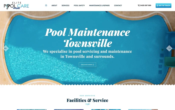 Elitepoolcare homepage design