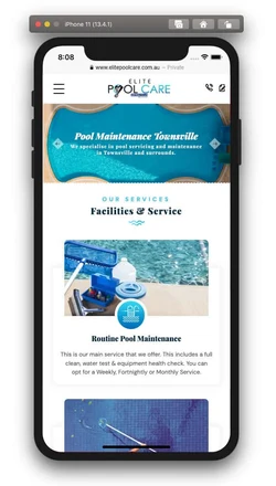 Elitepoolcare mobile design