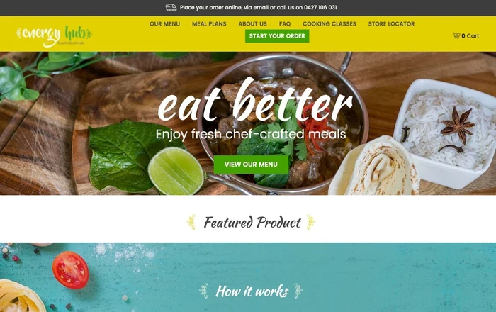 Energy Hub Cafe homepage design