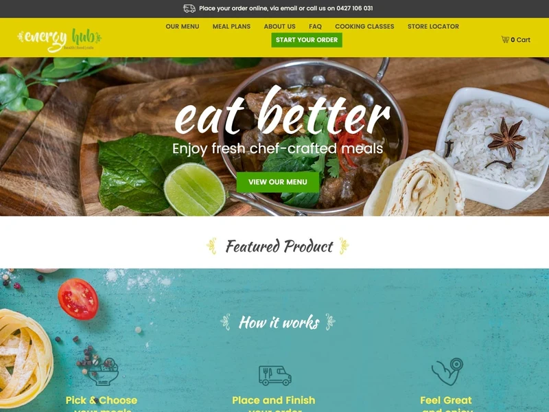 Energy Hub Cafe homepage design