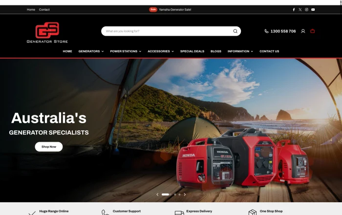 Generator Store homepage design