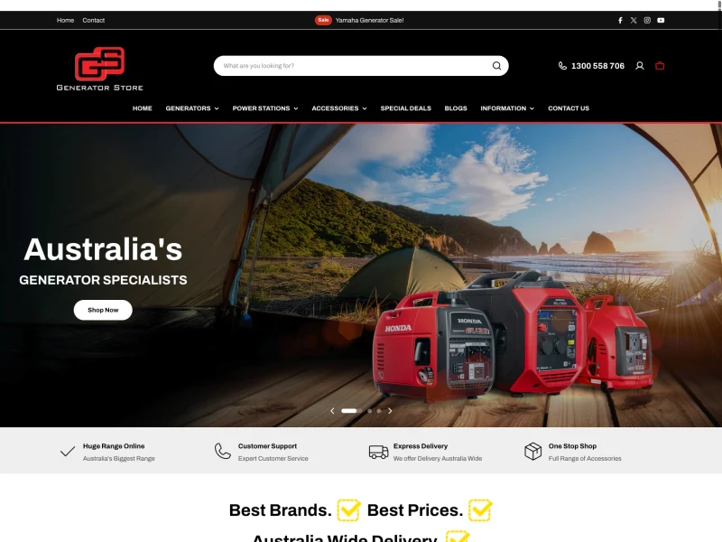 Generator Store homepage design