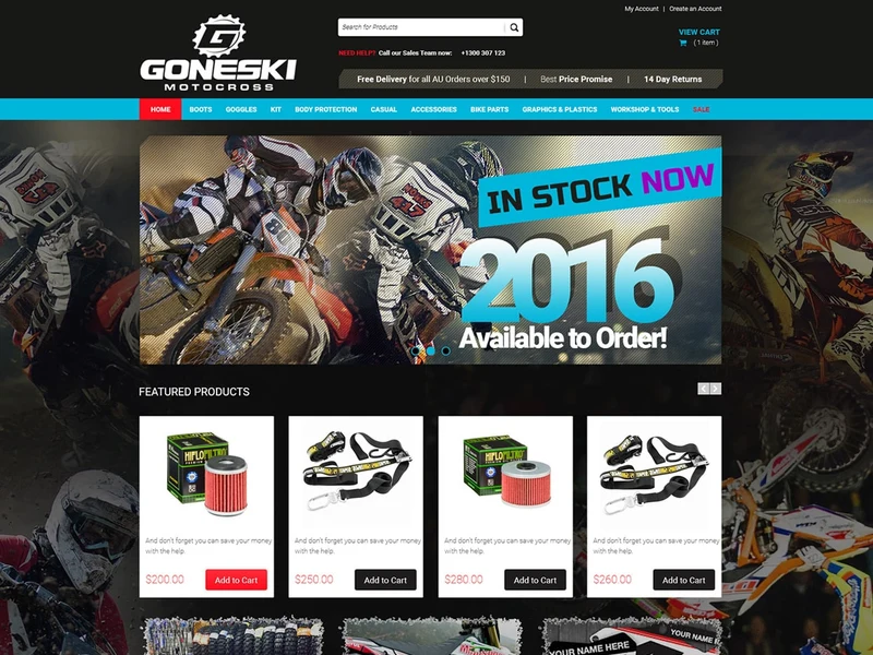 Goneski Motocross homepage design