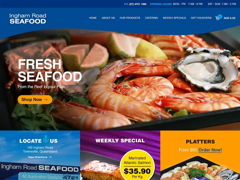 Ingham Road Seafood homepage design