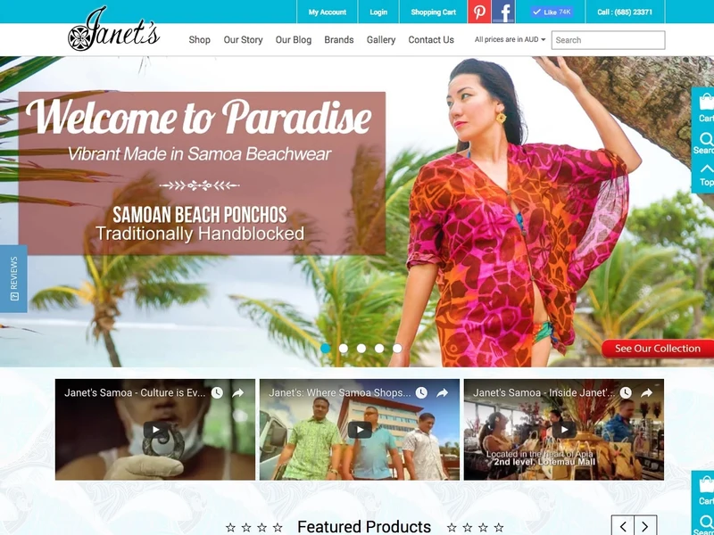 Janet's Samoa homepage design