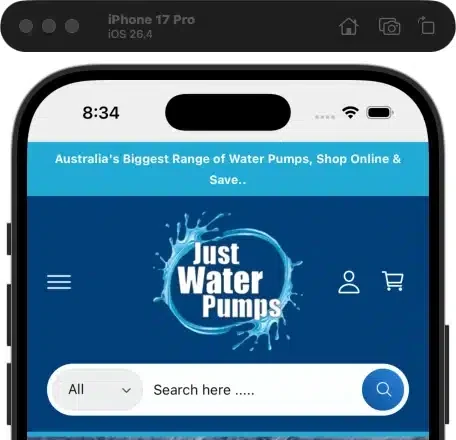 Just Water Pumps mobile design