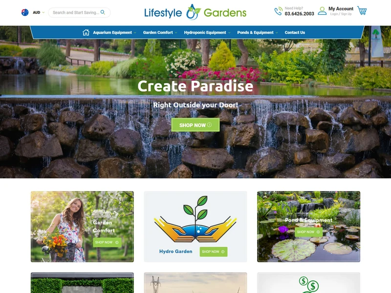 Lifestyle Gardens homepage design