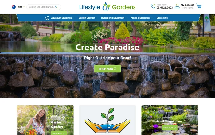 Lifestyle Gardens homepage design