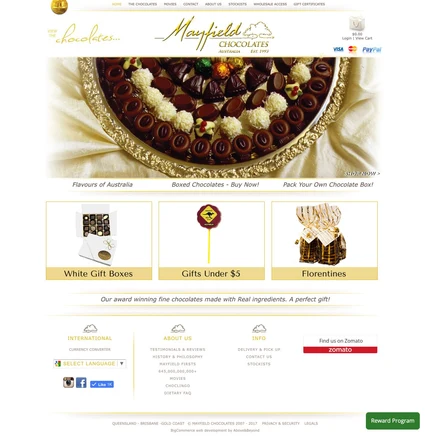 Mayfield Chocolates homepage design