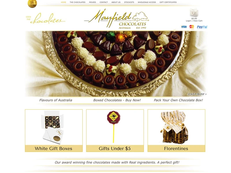 Mayfield Chocolates homepage design