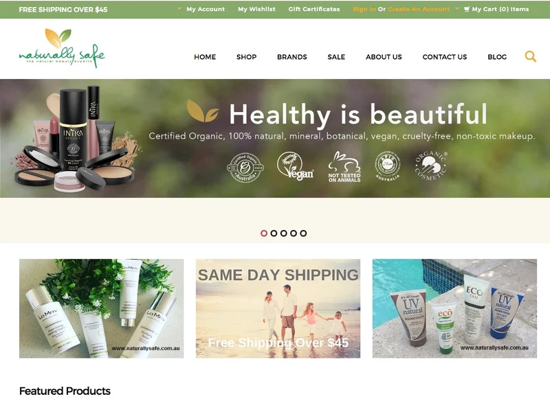 Naturally Safe Cosmetics homepage design
