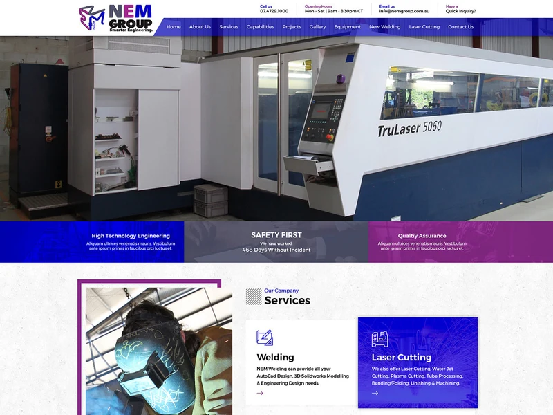 NEM Group homepage design