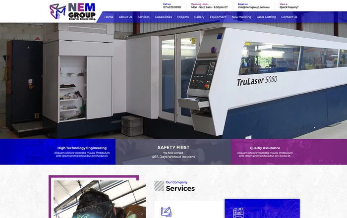 NEM Group homepage design