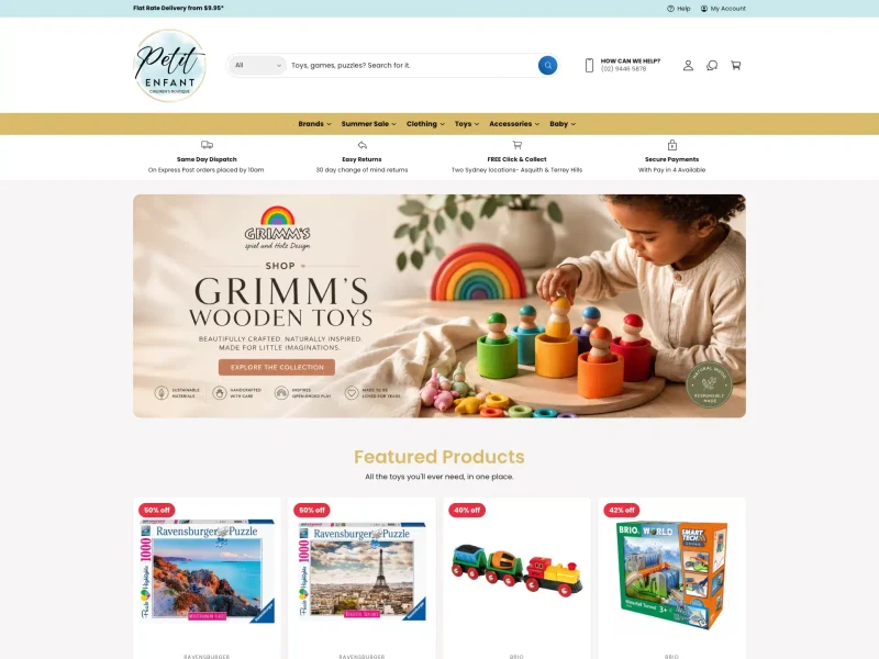 Petit Enfant homepage design