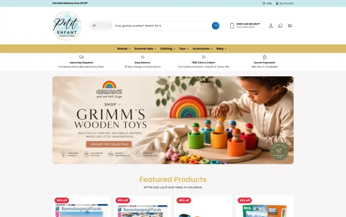 Petit Enfant homepage design