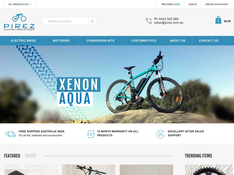 Pirez Electric Bikes homepage design
