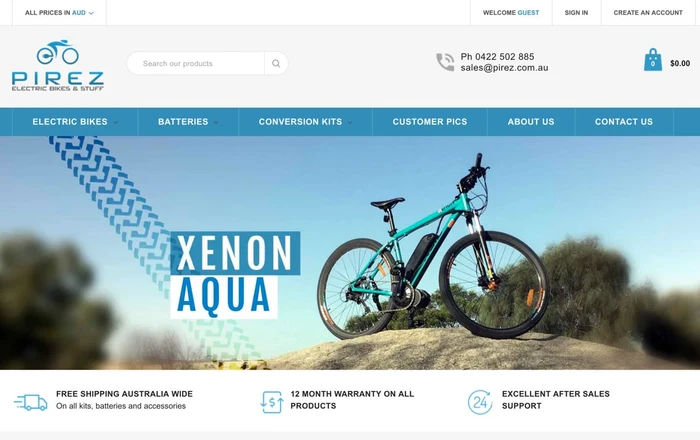 Pirez Electric Bikes homepage design