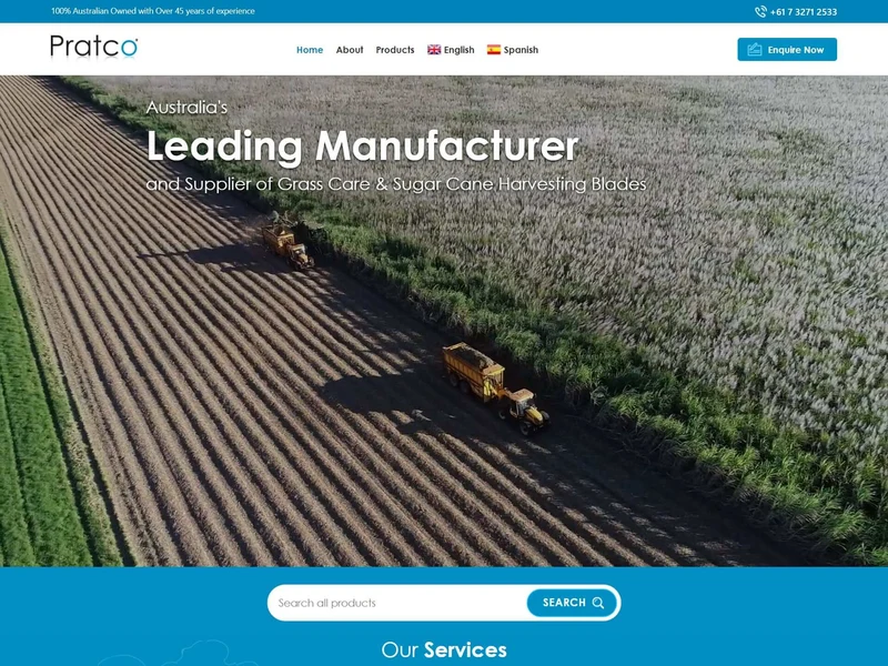 Pratco homepage design