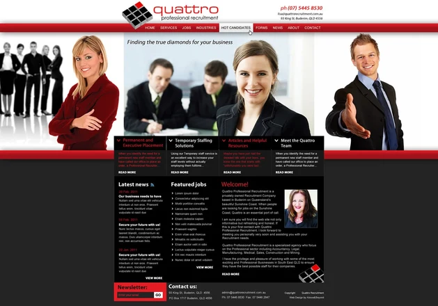 Quattro Recruitment homepage design