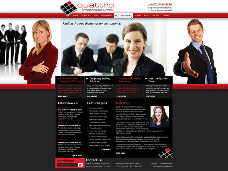 Quattro Recruitment homepage design
