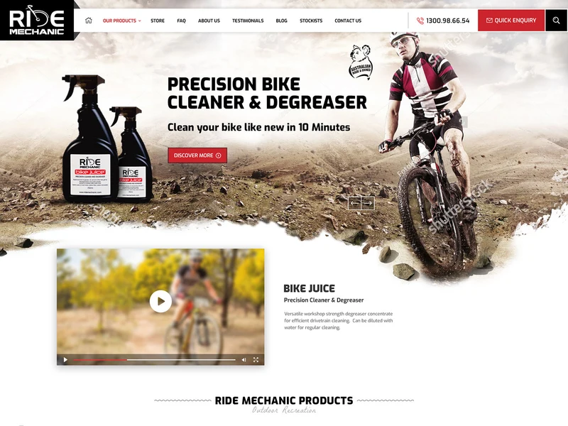 Ride Mechanic homepage design