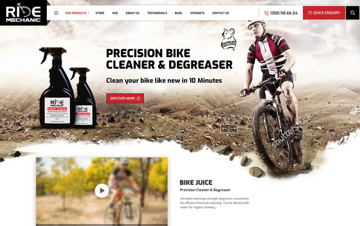 Ride Mechanic homepage design