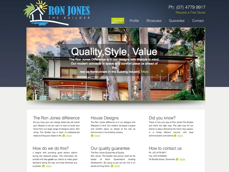Ron Jones the Builder homepage design