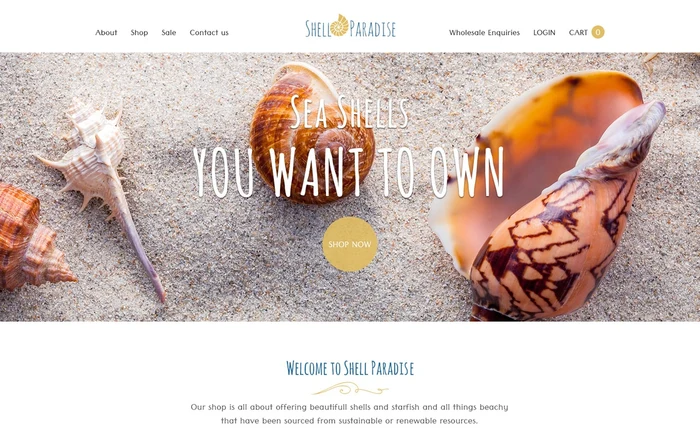 Shell Paradise homepage design