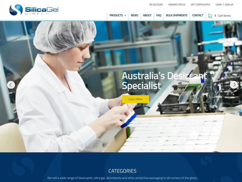 Silica Gel Direct homepage design